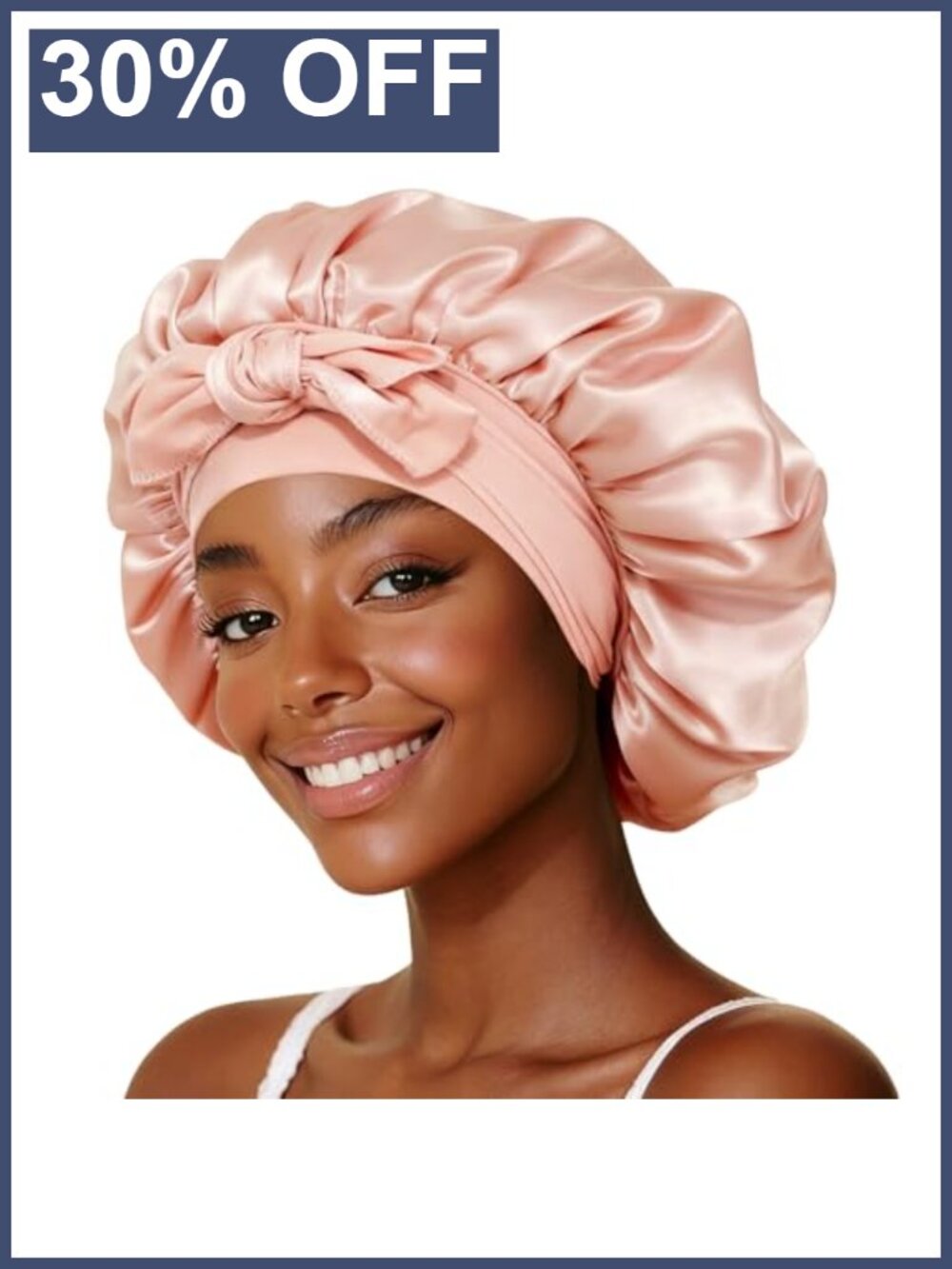 Double-Layer Satin Silk Hair Bonnet with Strap for Sleeping
